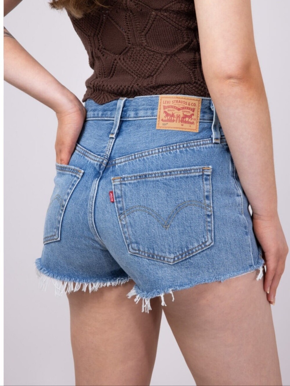Levi's Light Blue High-Rise Cutoff Denim Shorts